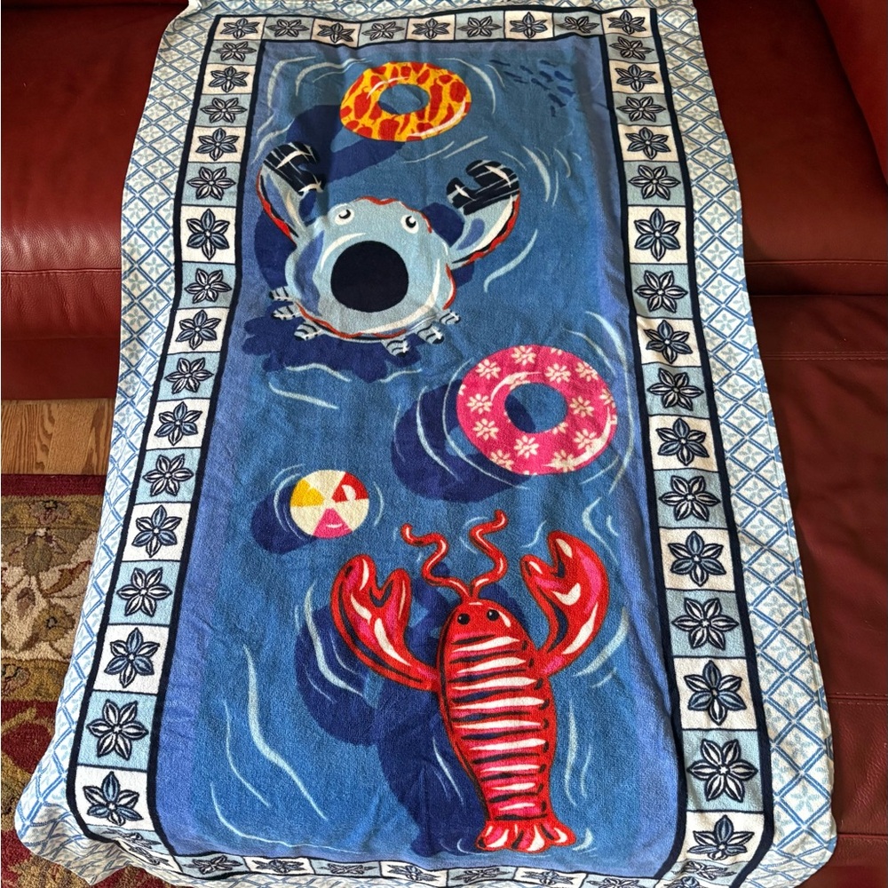 Vera Bradley Etched Floral Pool Blue Towel